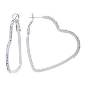 Believe By Brilliance Heart Hoop w/ Genuine Crystal